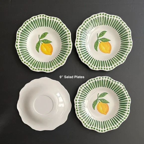 THE FARMHOUSE By Rachel Ashwell 100% Melamine Set Of 4 Lemon Patterned Plates - Picture 4 of 5